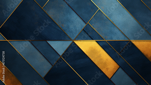 Navy Blue and Gold Geometric Lines Abstract Pattern Background