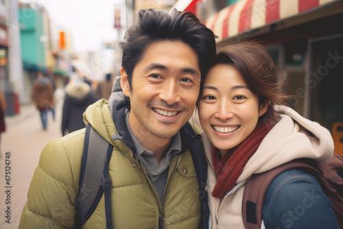 couple traveling with smiling