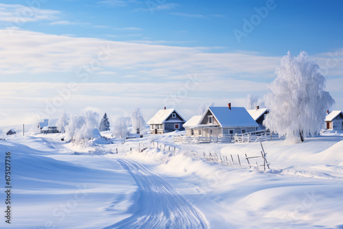 雪が積もった村 © dadakko