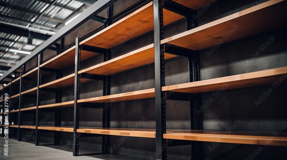 Storage room, shelves inside a small warehouse. Storage room, shelves inside a small warehouse.