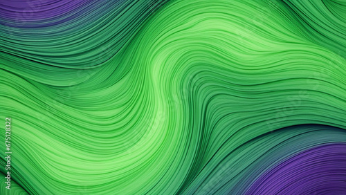 Violet and Lime Green Abstract Pattern Mesmerizing Fractal Waves