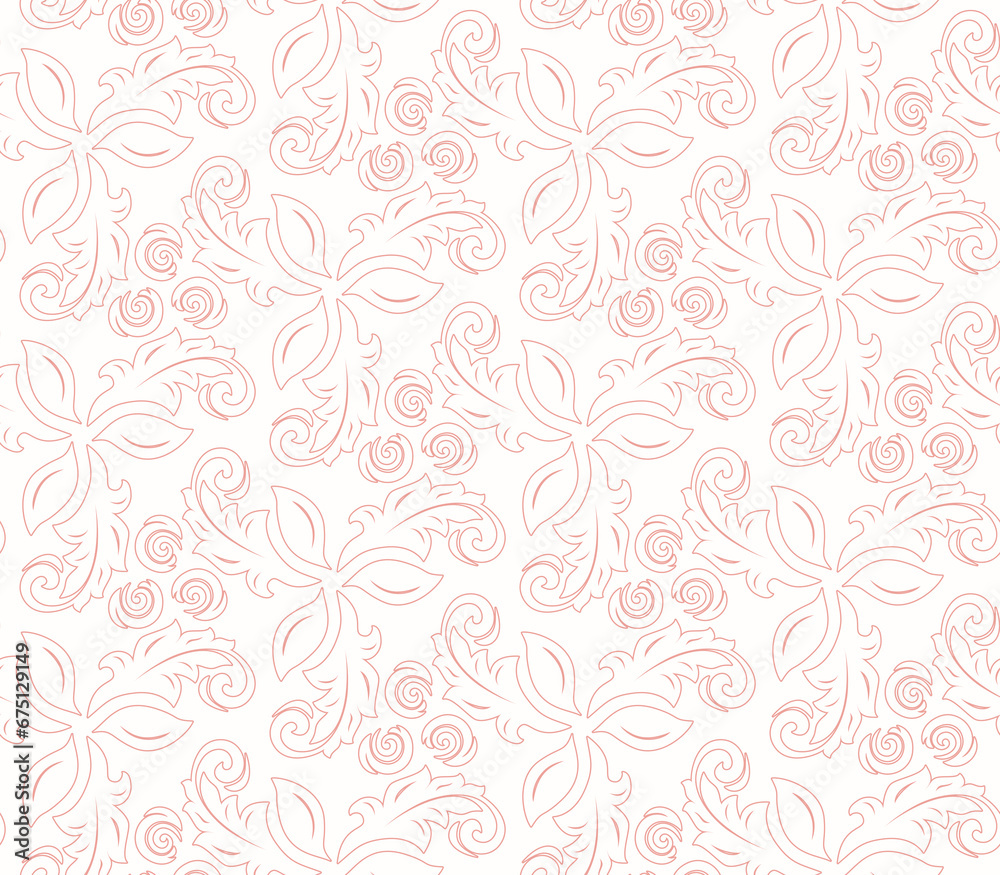 Floral ornament. Seamless abstract classic background with flowers. Pattern with pink repeating floral elements. Ornament for wallpaper and packaging Floral ornament. Seamless abstract classic background with flowers. Pattern with pink repeating floral elements. Ornament for wallpaper and packaging
