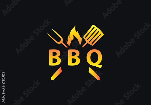 BBQ logo icon design vector template. Barbecue and grill logotype concept