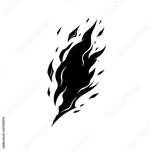 Burning Flame Fire Logo Monochrome Design Style