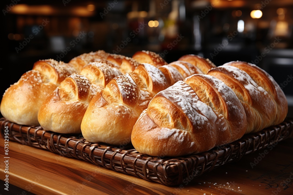 Bread on shelves at baker shop Bread on shelves at baker shop