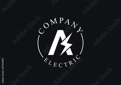 A Letter Lightning Logo Template vector icon Oil, gas and energy logo concept