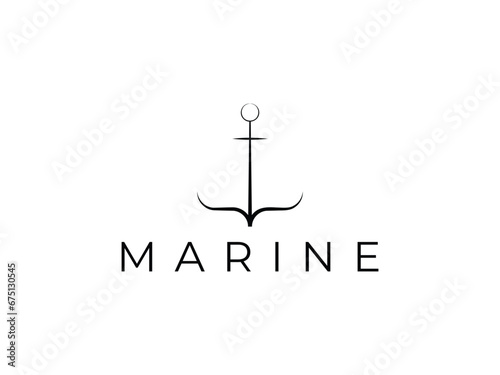 Obraz na płótnie creative anchor line logo design