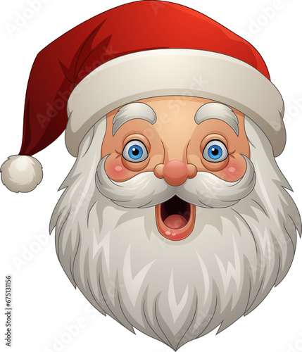Cartoon surprised santa claus head