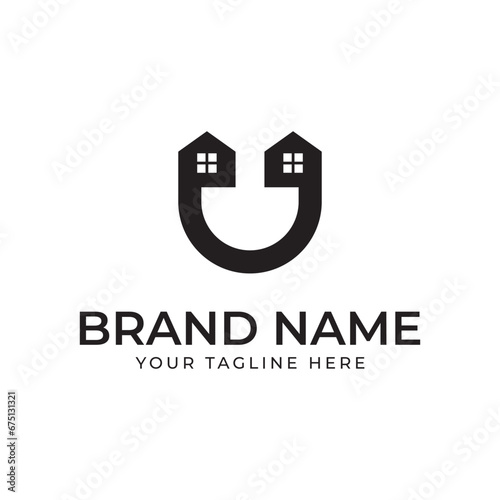 letter U home logo design