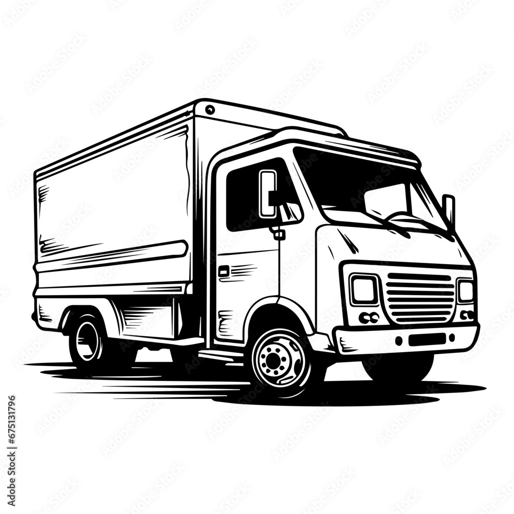 Mail Truck Logo Monochrome Design Style
