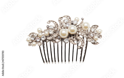 Pearl Comb with Vintage on Transparent Background