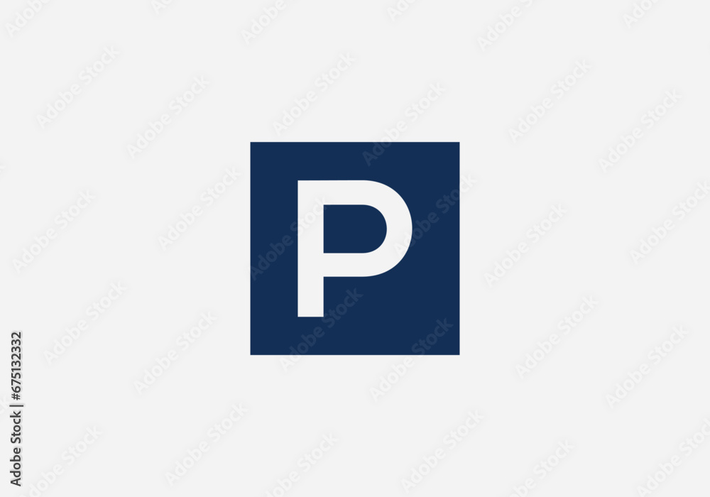 Initial letter p logo vector design template with square