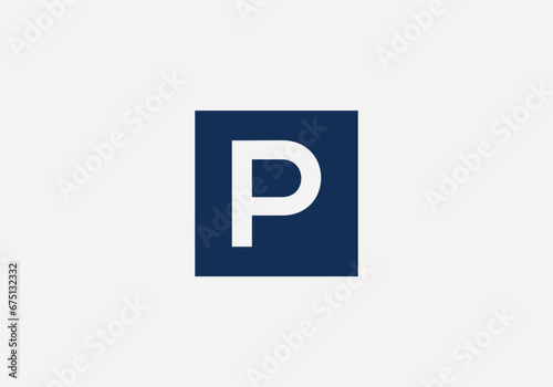 Initial letter p logo vector design template with square