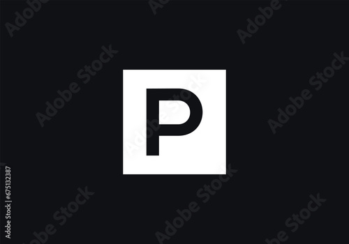 Initial letter p logo vector design template with square