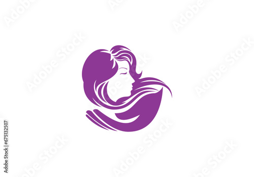 Beauty woman face silhouette character sign. Female beauty spa logo.