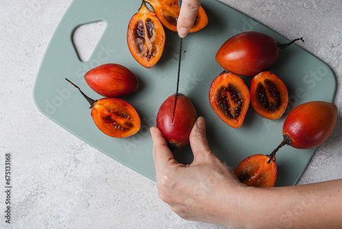 tamarillo fruit (Indonesia : terong belanda). Dutch eggplan photo