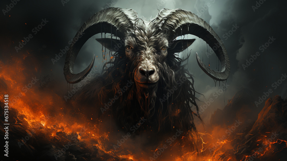 dark art ink monster goat background dark art ink monster goat background