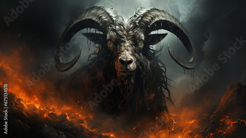 dark art ink monster goat background photo