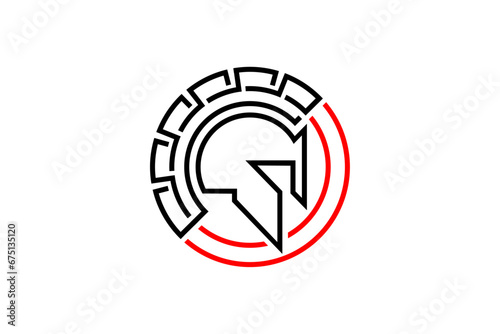 spartan logo - outline style (black and red)