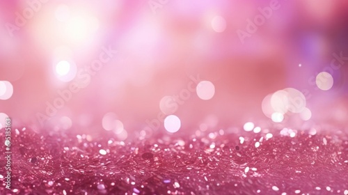 Glittery background with pink glitter and blurred abstract lights © tashechka