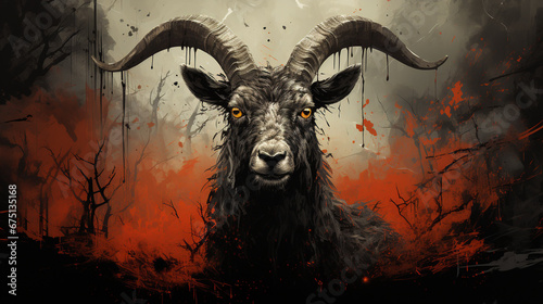 dark art ink monster goat background