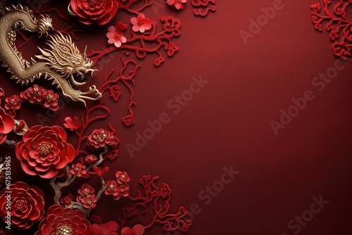 Chinese New Year background and copy space   dragon  generative ai