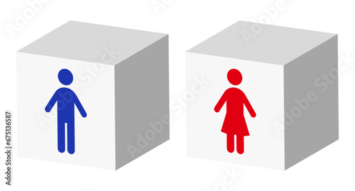 男性と女性のマークの立方体