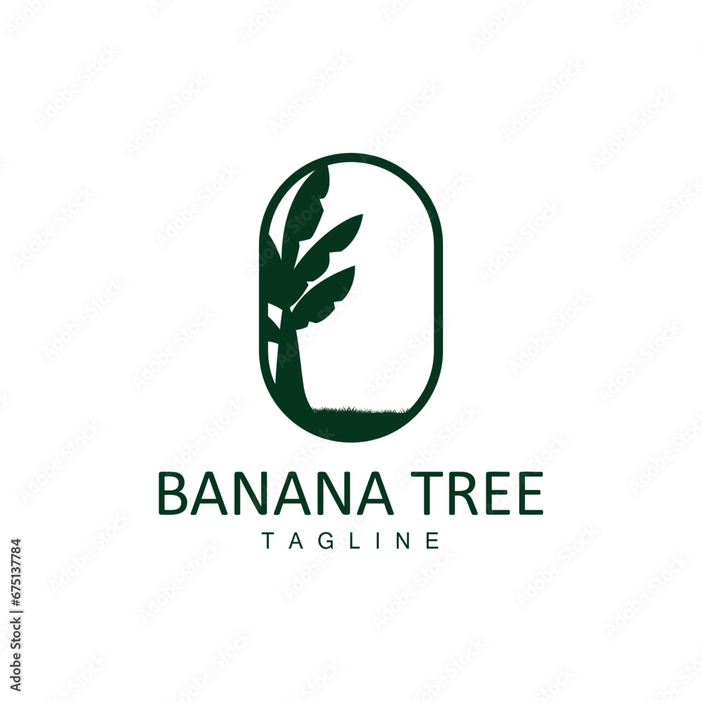Banana Tree Logo, Tropical Fruit Plant Flat Silhouette Template Illustration Design Banana Tree Logo, Tropical Fruit Plant Flat Silhouette Template Illustration Design