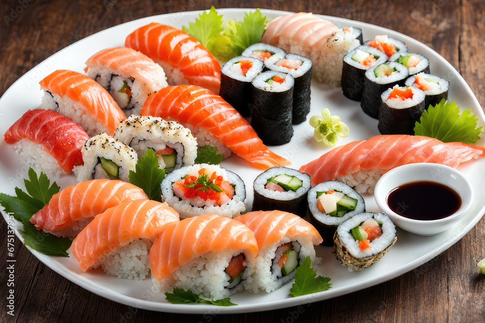 sushi, generated by artificial intelligence sushi, generated by artificial intelligence