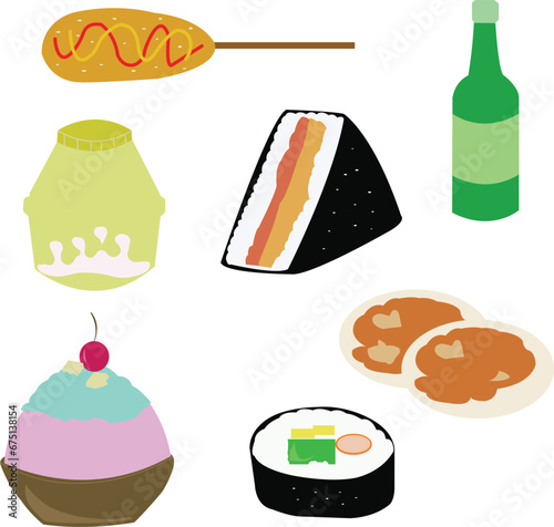 korean street food icon set