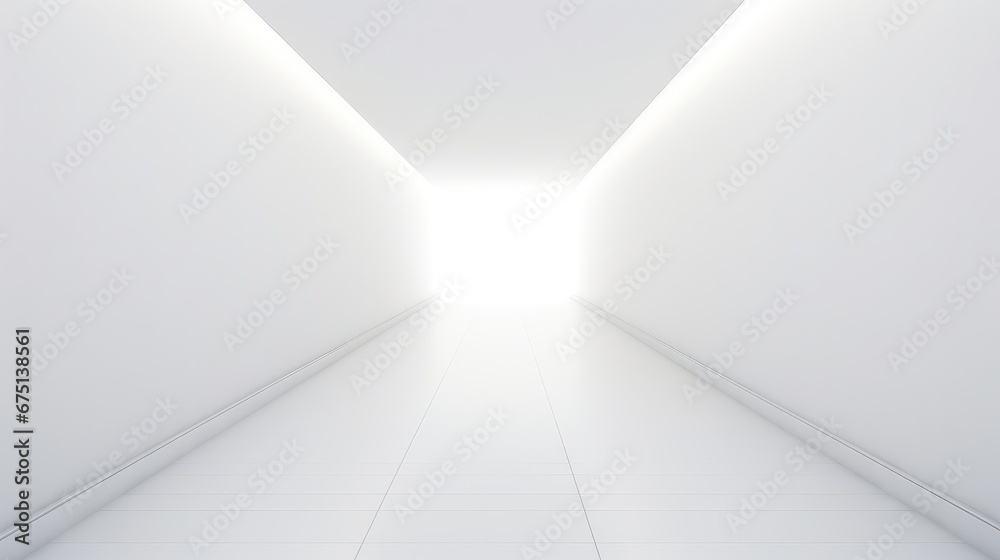 Obraz premium infinite white wall corridor background illustration light space, empty modern, architecture infinity infinite white wall corridor background