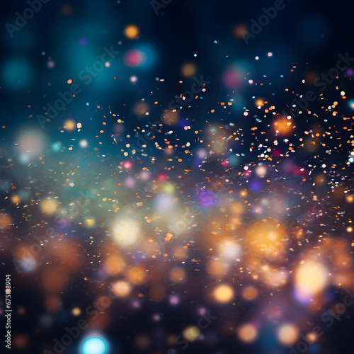 Colorful particle dust light. Bokeh light. lights effect background. Christmas glowing dust background Christmas glowing light bokeh confetti and sparkle overlay texture for your design.