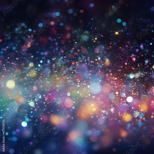 Colorful particle dust light. Bokeh light. lights effect background. Christmas glowing dust background Christmas glowing light bokeh confetti and sparkle overlay texture for your design.