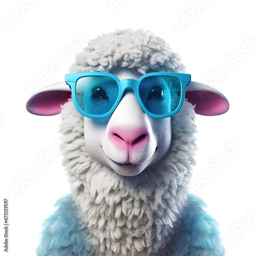 Funny sheep wearing sunglasses