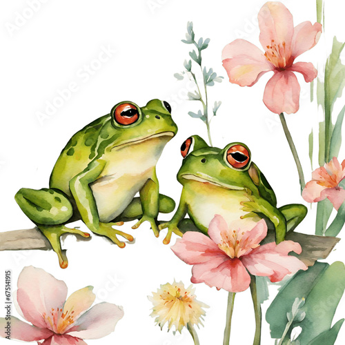 Frogs Among Flowers - 1