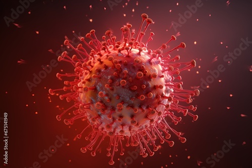 The virus 3d in the body in the macro scale on attractive colored background. Medical illustration wallpaper