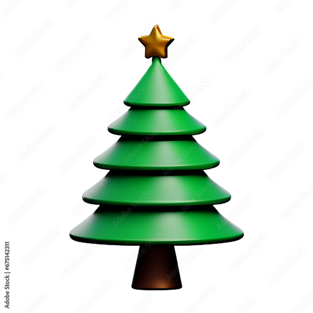 Christmas tree plastic cartoon low poly 3d icon on white background Christmas tree plastic cartoon low poly 3d icon on white background