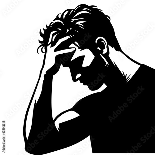 upset man vector silhouette illustration. sad man vector illustration