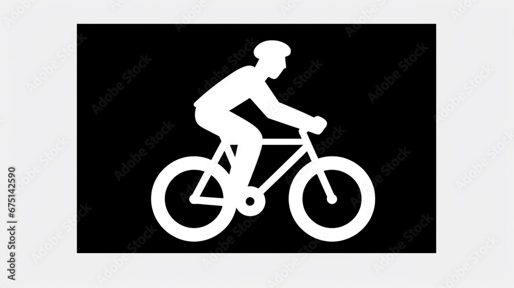 Fototapeta premium icon of a modern bicycle with human on black background
