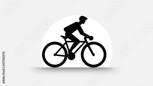 icon of a modern bicycle with human on white background © Yuwarin