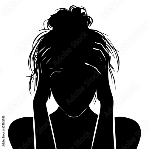 upset woman vector silhouette illustration