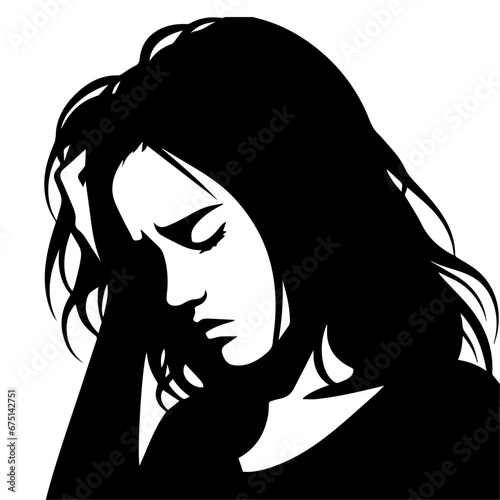 upset woman vector silhouette illustration