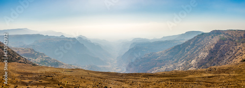 Panoramic view to Valley of Dana reserve - Jordan