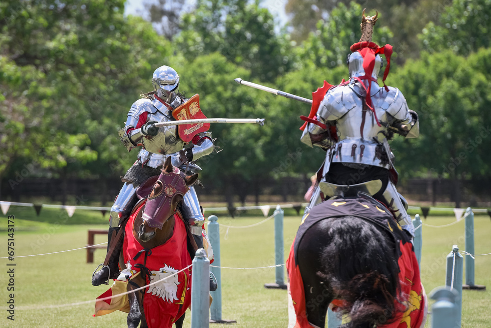 Knight jousting. Medieval knights during a jousting tournament Knight jousting. Medieval knights during a jousting tournament