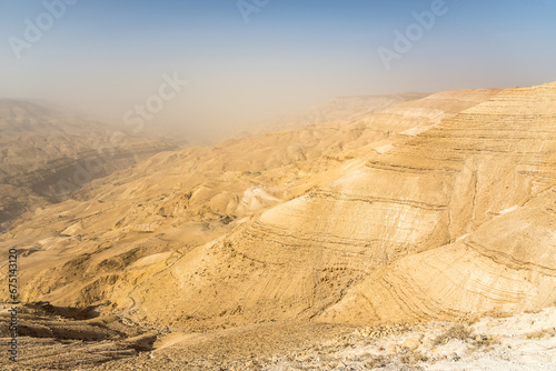 View to the Moujib Valley from Moujib Panorama viewpoint - Jordan