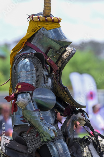 Knight jousting. Medieval knights during a jousting tournament