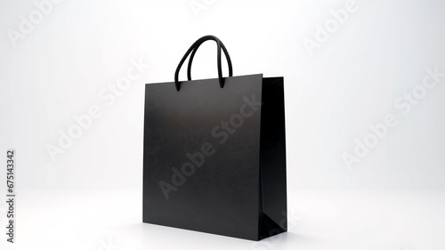 black paper bag isolated on white background