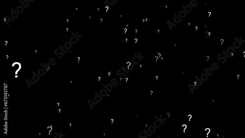 Question marks Animation moving on alpha channel black background. Full Hd. 4K photo