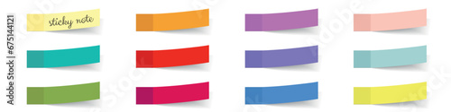 Post Note Sticker Template Set - Colorful Vector Illustrations Isolated On White Background