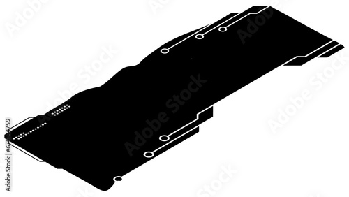 Isometric rectangular design clipart in tech style isolated on white. Short tech plate with copy space. Vector clipart.